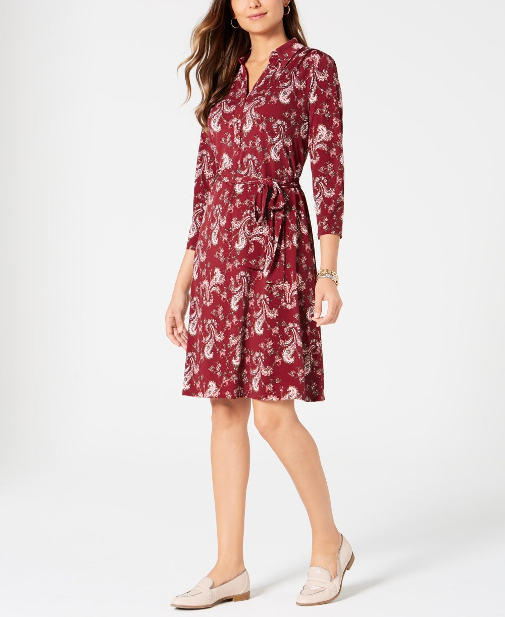 Camisa polo feminina estampada Charter Club, vinho, tamanho XX-G