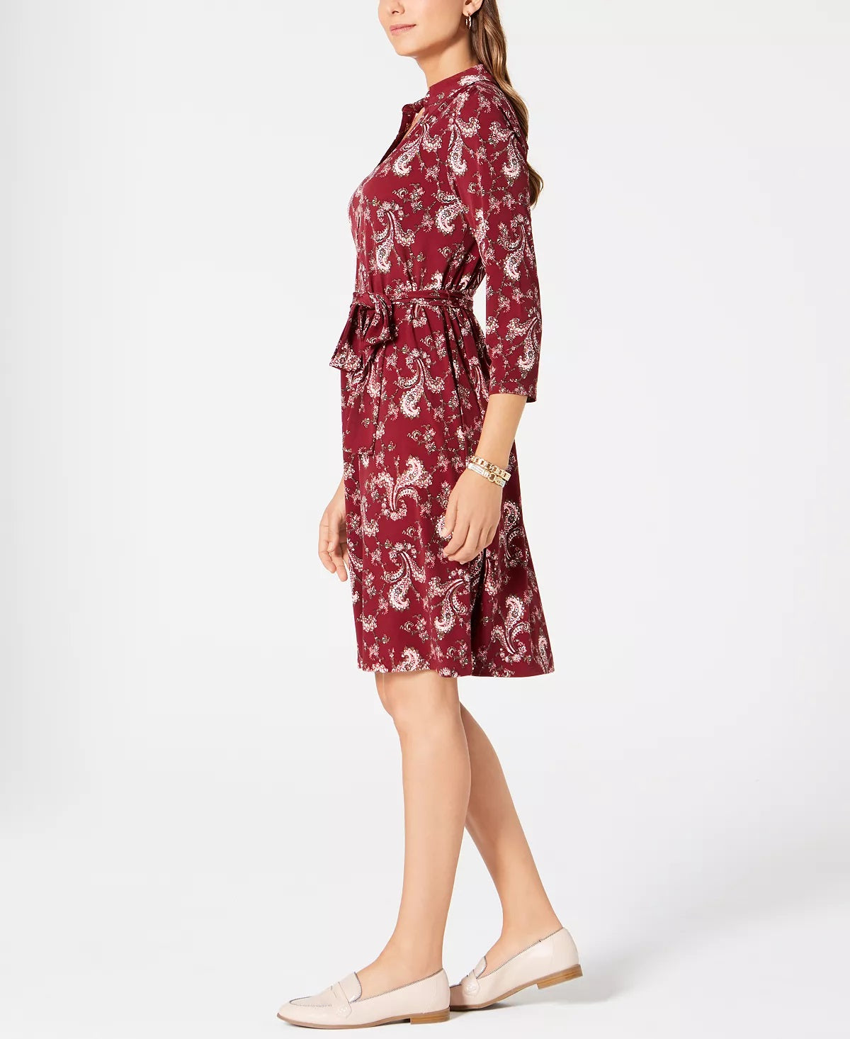 Camisa polo feminina estampada Charter Club, vinho, tamanho XX-G