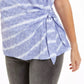 Camiseta feminina estampada com amarração lateral Style &amp; Co, branca/azul-marinho, tamanho pequeno