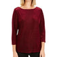 Top de veludo texturizado feminino Charter Club, vermelho escuro, tamanho X-S