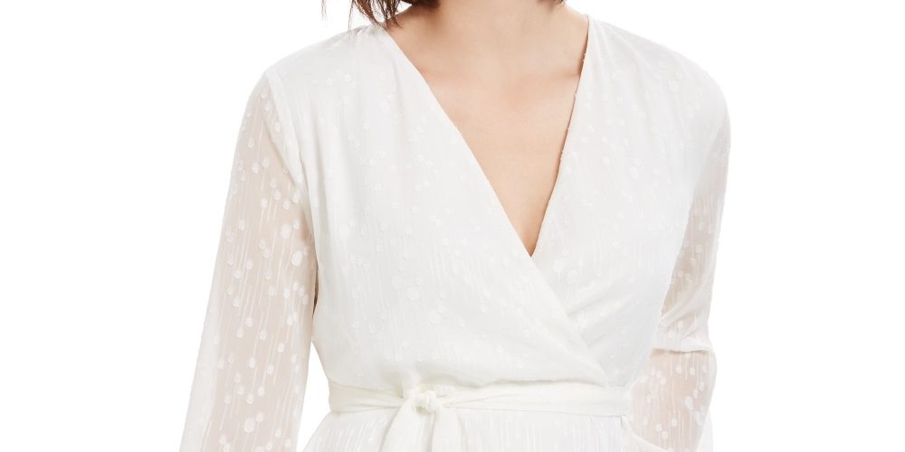 Charter Club Feminino Clip Dot Wrap Top Branco Tamanho X-G