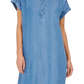 Vestido de camisa feminino estilo &amp; co, de cambraia, alto e baixo, azul, tamanho médio