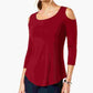 JM Collection Top feminino com ombros descobertos, vermelho, tamanho X-S