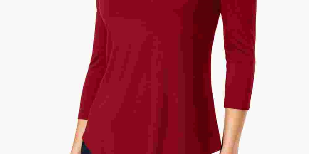 JM Collection Top feminino com ombros descobertos, vermelho, tamanho X-S