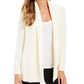 Cardigan feminino Charter Club com gola xale e frente aberta, tamanho grande, branco