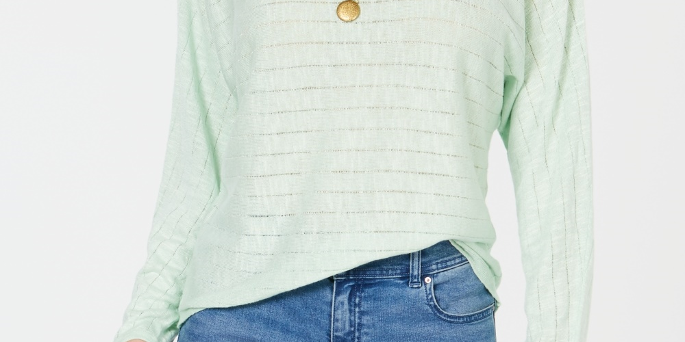 Suéter feminino estilo &amp; co com decote canoa e manga dolman, verde, tamanho grande