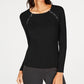 Suéter canelado feminino INC International Concepts Petite com zíper e detalhes, preto, tamanho PL