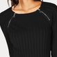 Suéter canelado feminino INC International Concepts Petite com zíper e detalhes, preto, tamanho PL