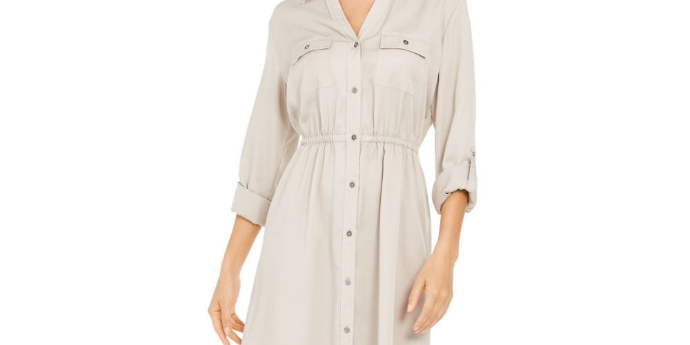 Vestido-camisa utilitário sólido feminino Style &amp; Co, cinza, tamanho grande