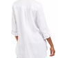 Túnica feminina alta e baixa, branca, tamanho X-S