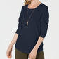 Blusa feminina com decote redondo, azul, tamanho P, estilo &amp; Co