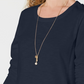 Blusa feminina com decote redondo, azul, tamanho P, estilo &amp; Co
