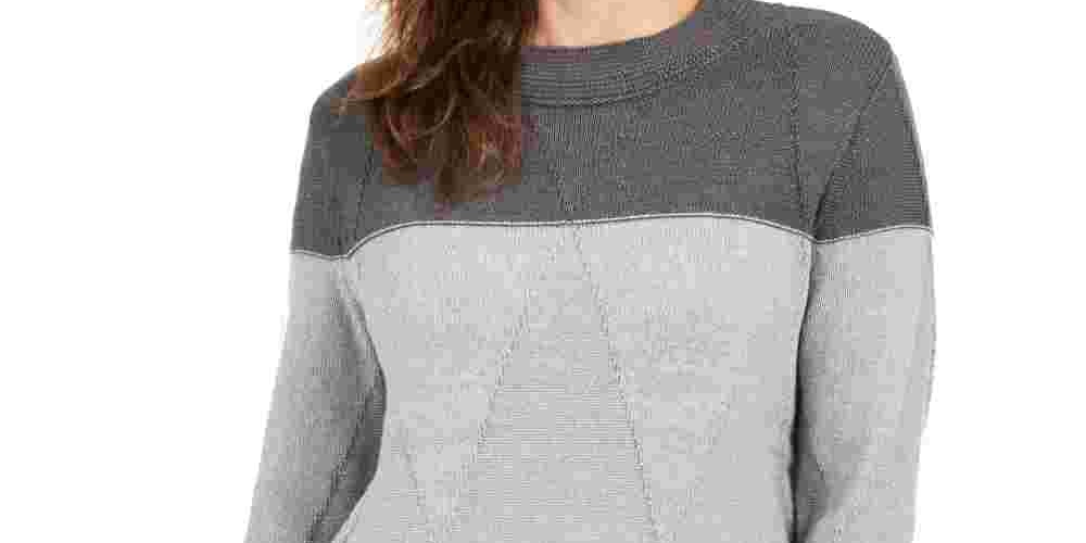 Karen Scott Suéter Feminino Grace Colorblocked Cinza Tamanho Grande
