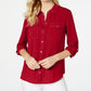 Camisa feminina pequena e lisa com botões Charter Club, vermelha PXL