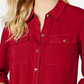 Camisa feminina pequena e lisa com botões Charter Club, vermelha PXL