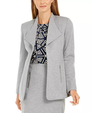 Calvin Klein Blazer Feminino com Gola Asa Aberta na Frente Cinza Tamanho 12