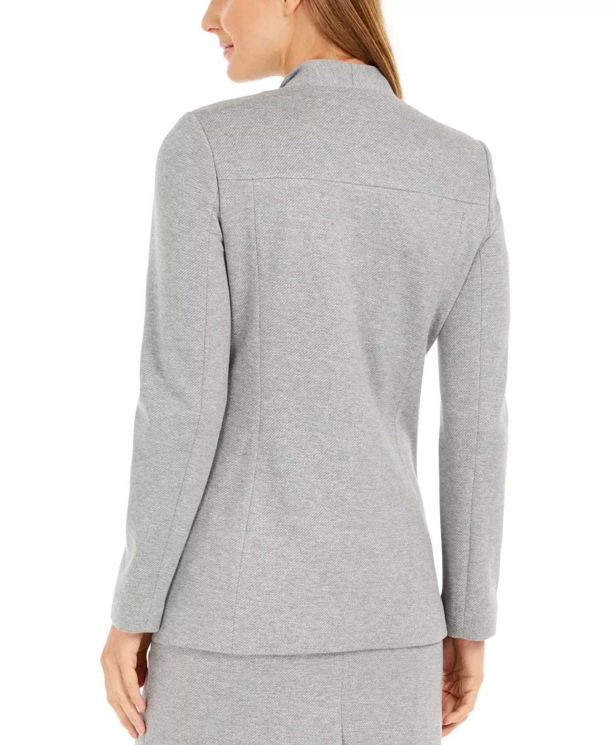 Calvin Klein Blazer Feminino com Gola Asa Aberta na Frente Cinza Tamanho 12