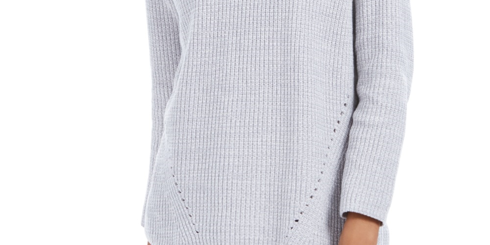 Suéter feminino de malha Pointelle da Style &amp; Co, cinza, tamanho XX-grande