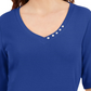 Blusa feminina Karen Scott com decote em V e detalhes em botões, azul, tamanho grande