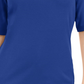 Blusa feminina Karen Scott com decote em V e detalhes em botões, azul, tamanho grande