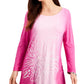 JM Collection Top Feminino com Lantejoulas Ombré e Bainha Assimétrica Rosa Tamanho XS