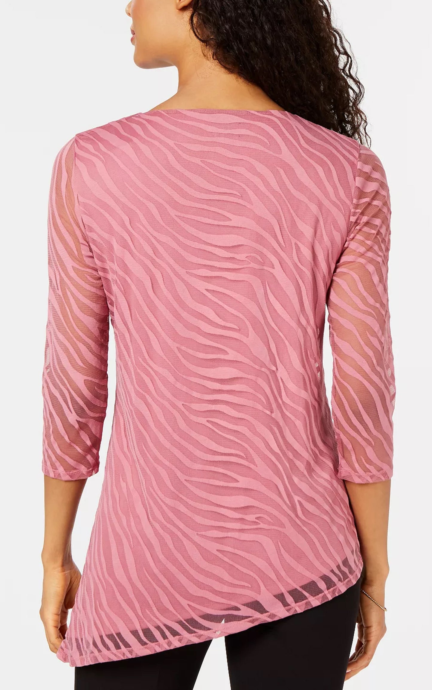 Blusa feminina estampa animal burnout da coleção JM, rosa, tamanho pequeno, médio
