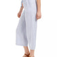 Calça cropped feminina estilo &amp; co, de linho, perna larga, azul, tamanho extrapequeno