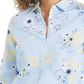 Camisa feminina Charter Club com estampa floral em mistura de linho, azul, tamanho médio