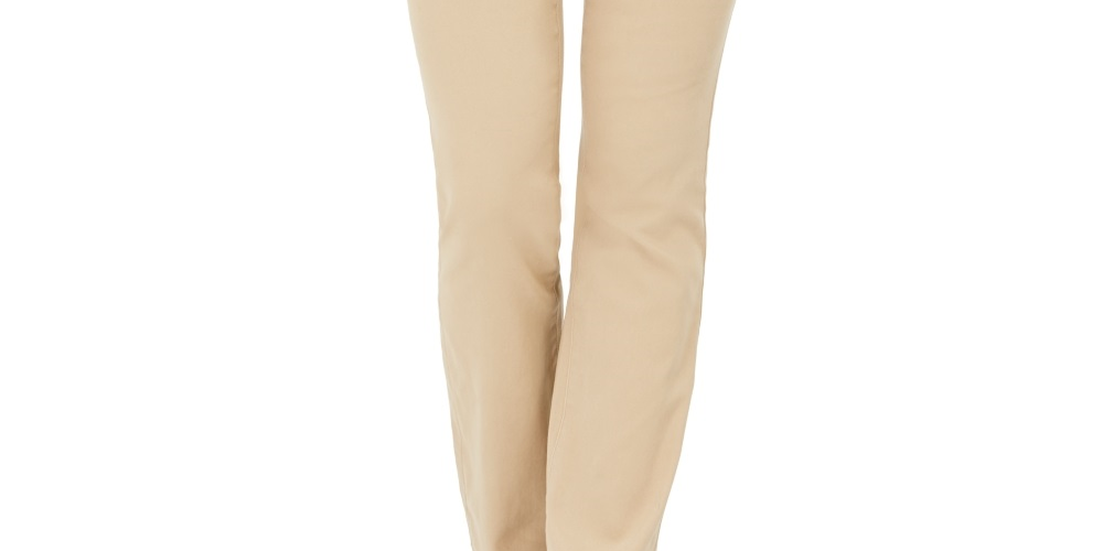 Jeans feminino estilo &amp; co com controle de barriga, corte bootcut, bege, tamanho 24x4,5