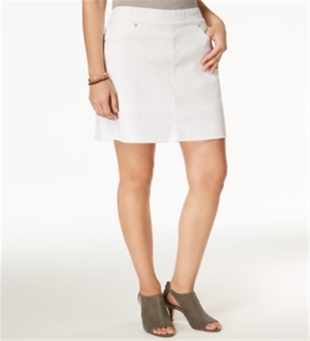 Saia-calça jeans desfiada feminina Style &amp; Co, branca, tamanho XXL
