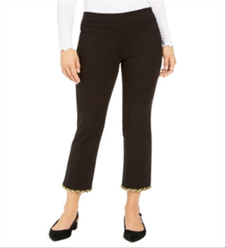 Calça skinny feminina Alfani com bainha enfeitada, preta, tamanho 10