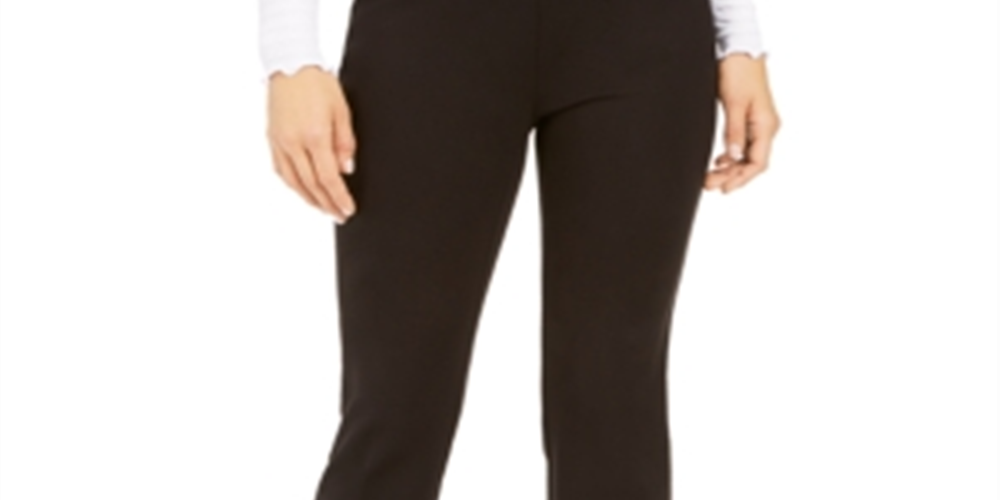 Calça skinny feminina Alfani com bainha enfeitada, preta, tamanho 10