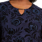 JM Collection Top feminino plus size de veludo com glitter e jacquard azul-marinho, tamanho 1X