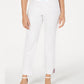 Calça jeans feminina com cinto e controle de barriga Charter Club, branca, tamanho 4, pequena