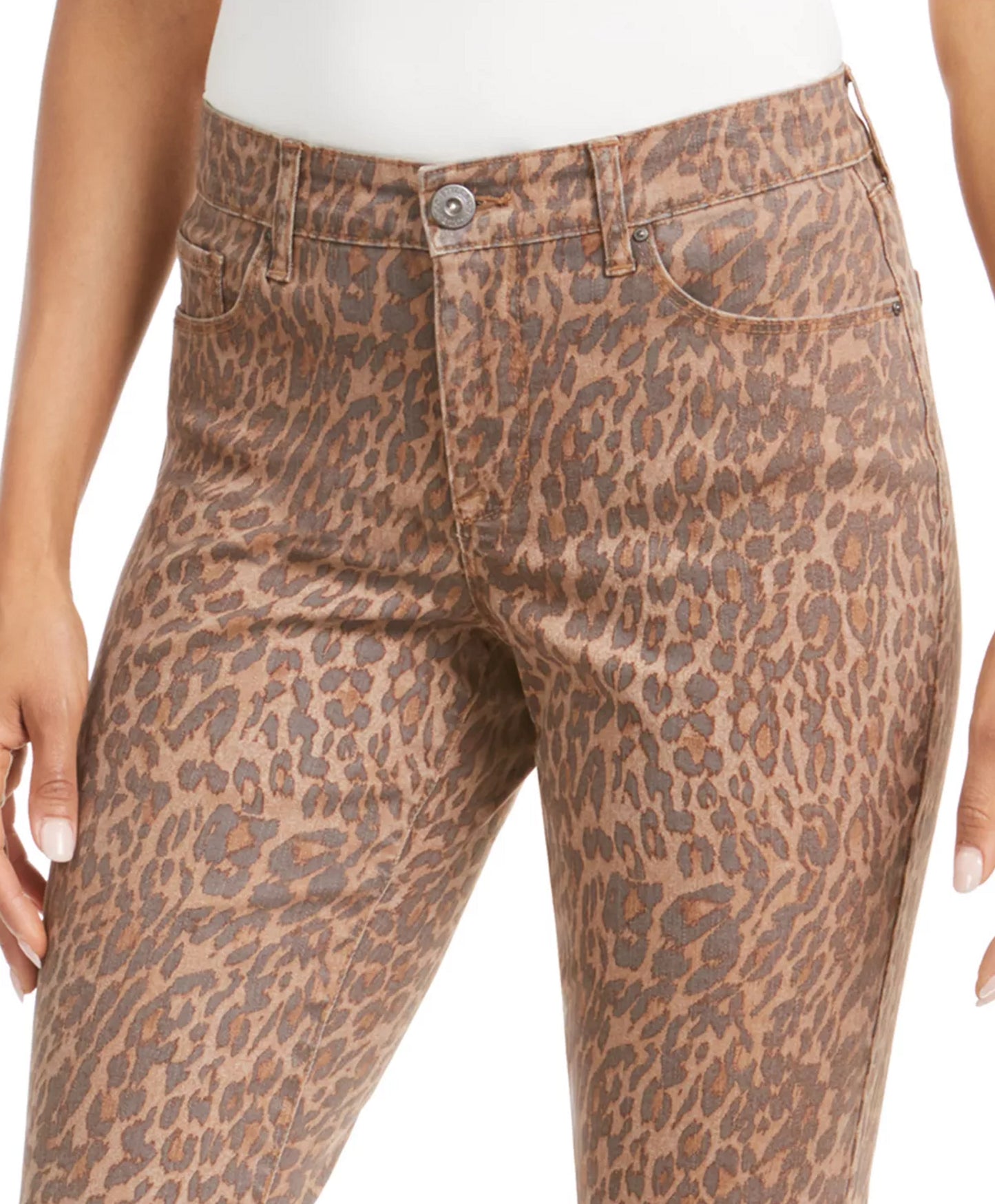 Jeans skinny feminino com estampa animal e curvas Style &amp; Co, amarelo, tamanho 4, pequeno