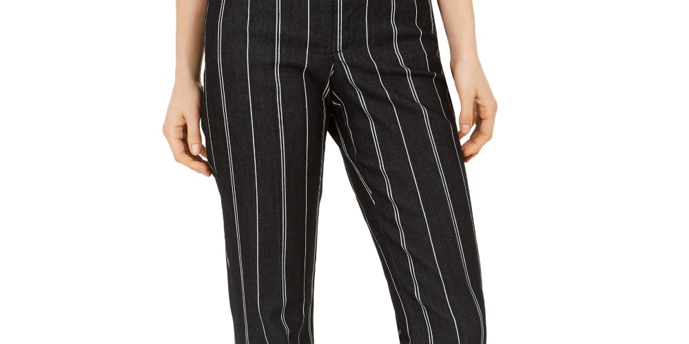 Calça jeans feminina Charter Club com listras azuis, tamanho 14 S