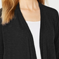 Cardigan feminino Alfani Petites de linho com frente aberta, preto, tamanho PS