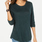 Blusa feminina de manga comprida e decote redondo, verde, tamanho extragrande, da Style &amp; Co