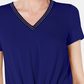 JM Collection Top Feminino com Frente Torcida e Enfeites Azul Tamanho Pequeno Pequeno