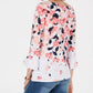 Blusa feminina Charter Club com estampa e mangas franzidas, tamanho pequeno, branca