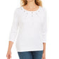 Karen Scott Top Feminino de Algodão com Ilhós e Ferragens, Branco, Tamanho PS