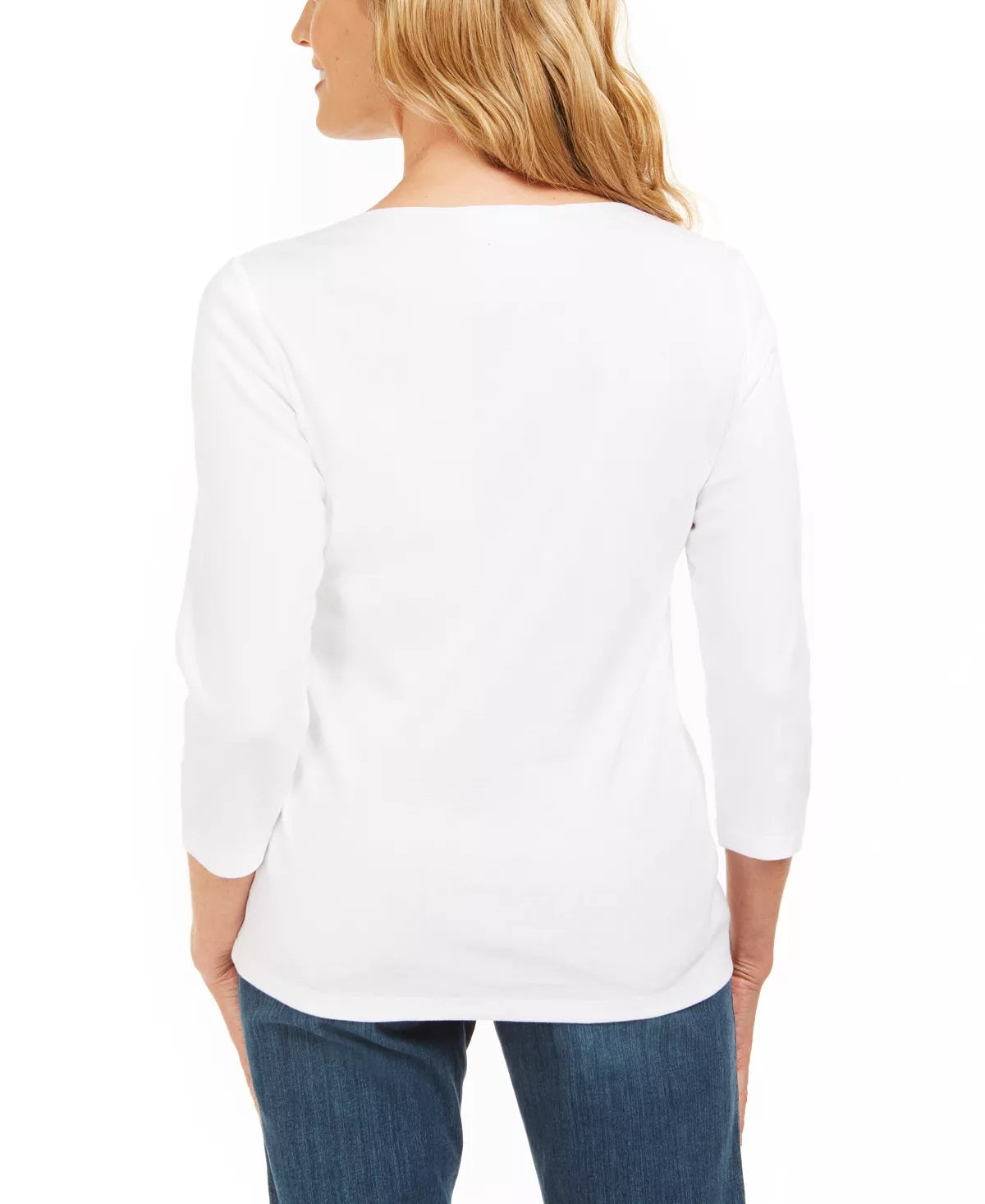 Karen Scott Top Feminino de Algodão com Ilhós e Ferragens, Branco, Tamanho PS