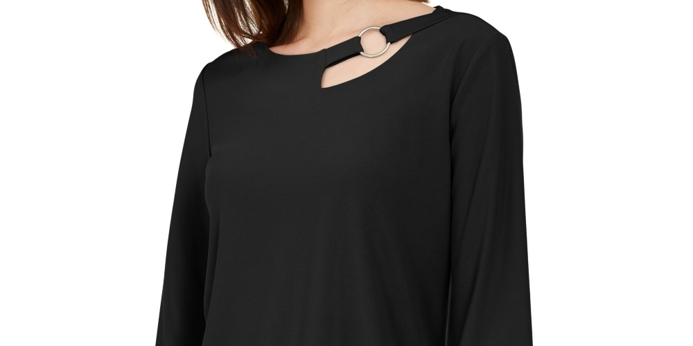 Blusa Alfani Feminina Petite Recortada Preta Tamanho P