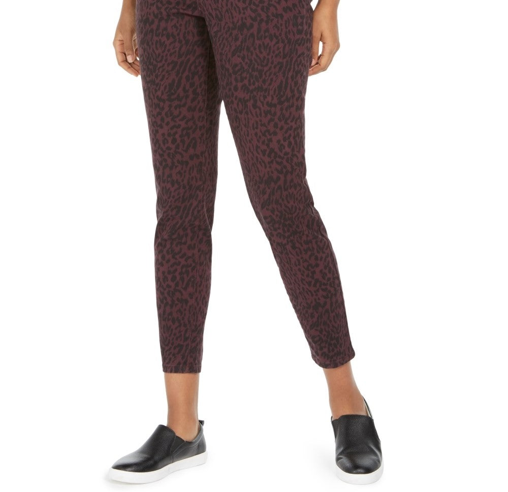 Jeans skinny feminino estilo &amp; co, pequeno, curvilíneo, estampa animal, tamanho médio, vermelho, 4, pequeno