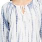 Blusa estilo camponesa com mangas bufantes e tie-dye estilo &amp; co, azul, tamanho extrapequeno