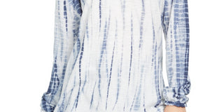 Blusa estilo camponesa com mangas bufantes e tie-dye estilo &amp; co, azul, tamanho extrapequeno