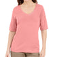 Karen Scott Blusa Feminina com Detalhe de Botão e Gola V Rosa Tamanho XXG