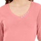 Karen Scott Blusa Feminina com Detalhe de Botão e Gola V Rosa Tamanho XXG