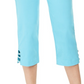 Calça capri feminina JM Collection com detalhe de renda e amarração, azul-marinho, tamanho pequeno