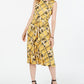 Vestido feminino com cinto e estampa mista, amarelo, tamanho XX-G